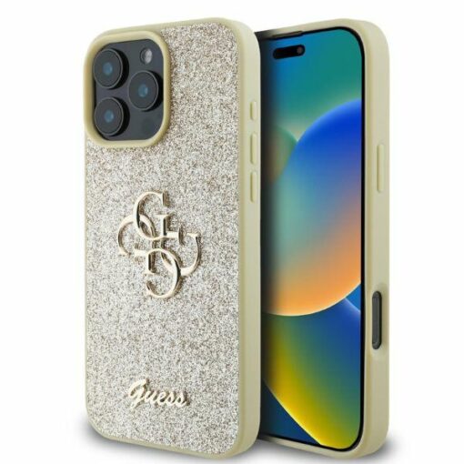 Guess case for iPhone 16 Pro Max 6,9" GUHCP16XHG4SGD gold hardcase Fixed Glitter Big 4G