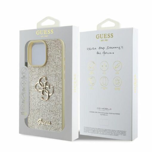 Guess case for iPhone 16 Pro Max 6,9" GUHCP16XHG4SGD gold hardcase Fixed Glitter Big 4G - Image 4