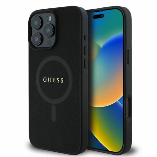 Guess case for iPhone 16 Pro Max 6,9" GUHMP16XPSAHMCK black hardcase Saffiano Classic Logo MagSafe