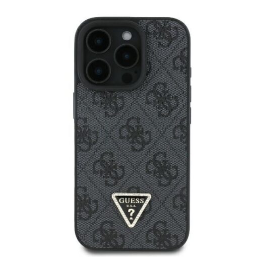 Guess case for iPhone 16 Pro 6,3" GUHCP16LP4TDPK Leather 4G Triangle Strass black MagSafe - Image 3