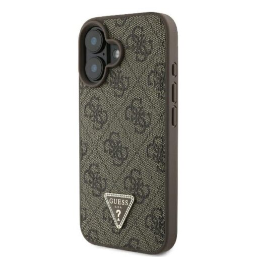 Guess case for iPhone 16 6,1" GUHCP16SP4TDPW Leather 4G Triangle Strass brown MagSafe - Image 2