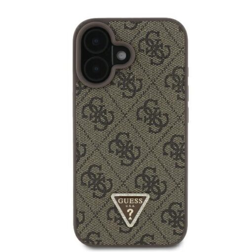 Guess case for iPhone 16 6,1" GUHCP16SP4TDPW Leather 4G Triangle Strass brown MagSafe - Image 3