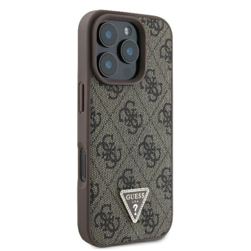 Guess case for iPhone 16 Pro 6,3" GUHCP16LP4TDPW Leather 4G Triangle Strass brown MagSafe - Image 4