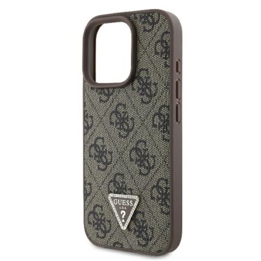 Guess case for iPhone 16 Pro 6,3" GUHCP16LP4TDPW Leather 4G Triangle Strass brown MagSafe - Image 6