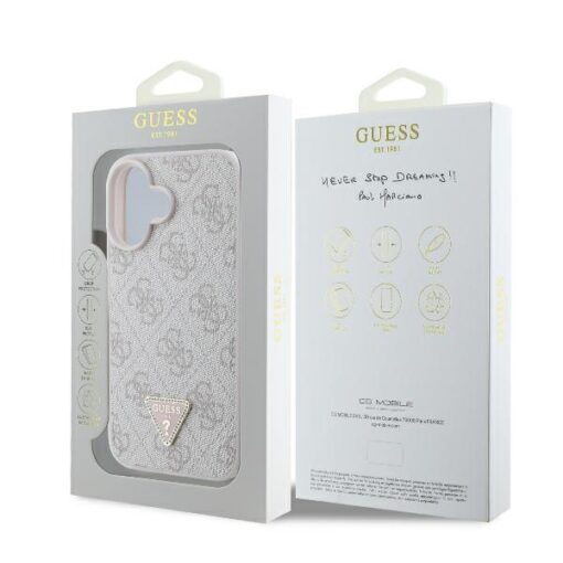 Guess case for iPhone 16 6,1" GUHCP16SP4TDPP Leather 4G Triangle Strass pink MagSafe - Image 8