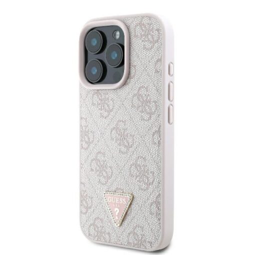 Guess case for iPhone 16 Pro 6,3" GUHCP16LP4TDPP Leather 4G Triangle Strass pink MagSafe - Image 2