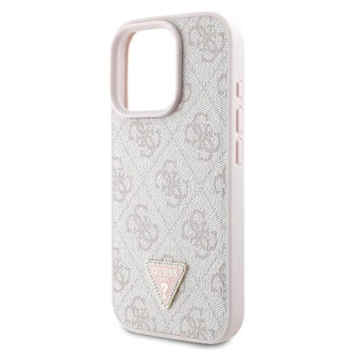 Guess case for iPhone 16 Pro 6,3" GUHCP16LP4TDPP Leather 4G Triangle Strass pink MagSafe - Image 6