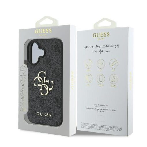 Guess case for iPhone 16 6,1" GUHCP16S4GMGGR 4G Big Logo black - Image 8