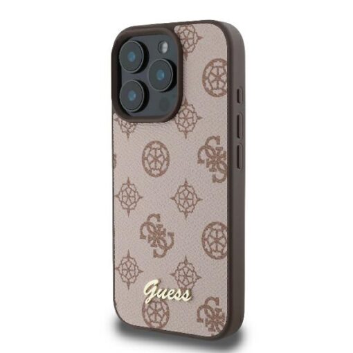 Guess case for iPhone 16 Pro Max 6,9" GUHMP16XPGPYSW Peony Script Logo brown MagSafe - Image 2