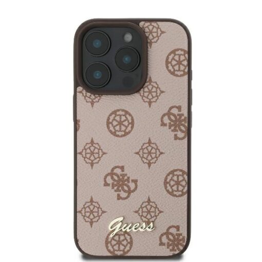 Guess case for iPhone 16 Pro Max 6,9" GUHMP16XPGPYSW Peony Script Logo brown MagSafe - Image 3