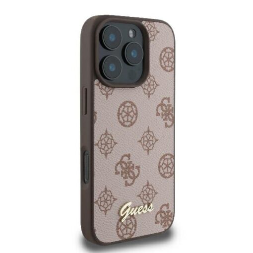 Guess case for iPhone 16 Pro Max 6,9" GUHMP16XPGPYSW Peony Script Logo brown MagSafe - Image 4