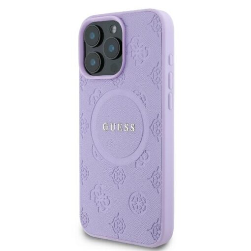 Guess case for iPhone 16 Pro Max 6,9" GUHMP16XPSAPSMEU Saffiano Peony Classic Logo purple MagSafe - Image 2