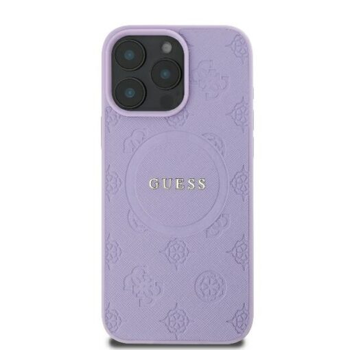 Guess case for iPhone 16 Pro Max 6,9" GUHMP16XPSAPSMEU Saffiano Peony Classic Logo purple MagSafe - Image 3