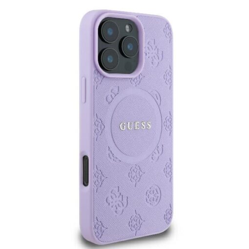 Guess case for iPhone 16 Pro Max 6,9" GUHMP16XPSAPSMEU Saffiano Peony Classic Logo purple MagSafe - Image 4