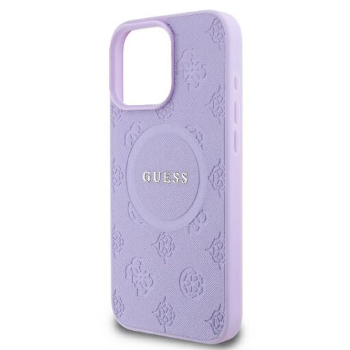 Guess case for iPhone 16 Pro Max 6,9" GUHMP16XPSAPSMEU Saffiano Peony Classic Logo purple MagSafe - Image 6
