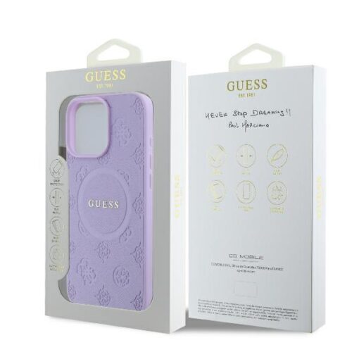 Guess case for iPhone 16 Pro Max 6,9" GUHMP16XPSAPSMEU Saffiano Peony Classic Logo purple MagSafe - Image 8