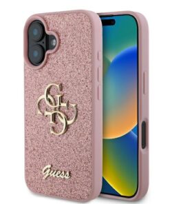 Guess case for iPhone 16 6,1" GUHCP16SHG4SGP Fixed Glitter Big 4G pink