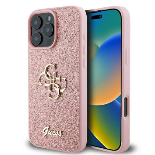 Guess case for iPhone 16 Pro 6,3" GUHCP16LHG4SGP Fixed Glitter Big 4G pink