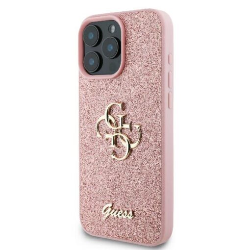 Guess case for iPhone 16 Pro 6,3" GUHCP16LHG4SGP Fixed Glitter Big 4G pink - Image 2