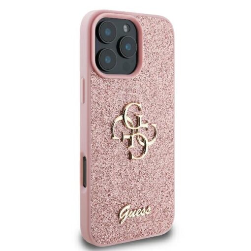 Guess case for iPhone 16 Pro 6,3" GUHCP16LHG4SGP Fixed Glitter Big 4G pink - Image 4