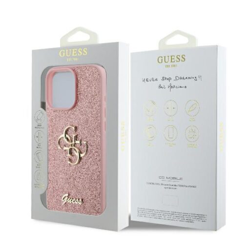 Guess case for iPhone 16 Pro 6,3" GUHCP16LHG4SGP Fixed Glitter Big 4G pink - Image 8