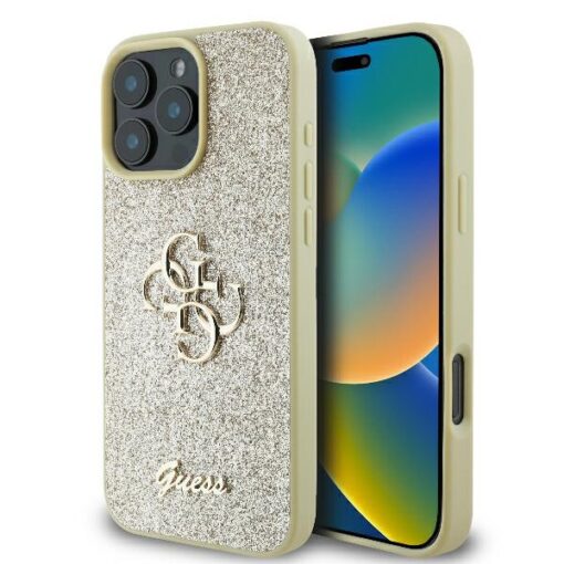 Guess case for iPhone 16 Pro 6,3" GUHCP16LHG4SGD Fixed Glitter Big 4G gold