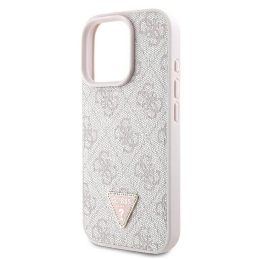 Guess case for iPhone 16 Pro 6,3" GUHCP16LP4TDSCPP Leather Metal Logo Strass Crossbody pink - Image 6
