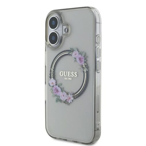 Guess case for iPhone 16 6,1" GUHMP16SHFWFCK IML Flowers Wreath black MagSafe - Image 2