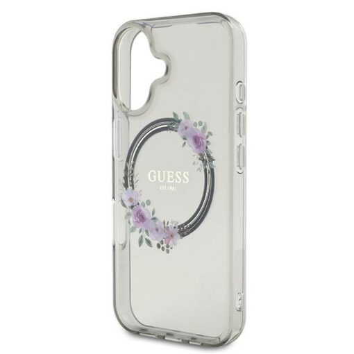 Guess case for iPhone 16 6,1" GUHMP16SHFWFCK IML Flowers Wreath black MagSafe - Image 6