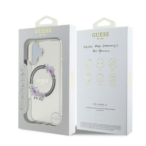 Guess case for iPhone 16 6,1" GUHMP16SHFWFCK IML Flowers Wreath black MagSafe - Image 8