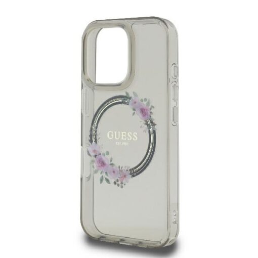 Guess case for iPhone 16 Pro 6,3" GUHMP16LHFWFCK IML Flowers Wreath black MagSafe - Image 6