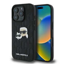 Karl Lagerfeld case for iPhone 16 Pro 6,3" KLHCP16LPGKLKCPK black Hard Monogram Karl&Choupette Head Pin