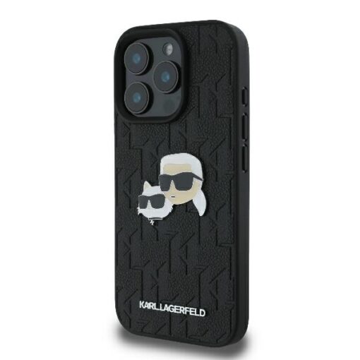 Karl Lagerfeld case for iPhone 16 Pro 6,3" KLHCP16LPGKLKCPK black Hard Monogram Karl&Choupette Head Pin - Image 2