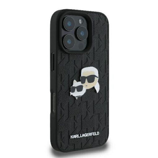 Karl Lagerfeld case for iPhone 16 Pro 6,3" KLHCP16LPGKLKCPK black Hard Monogram Karl&Choupette Head Pin - Image 4