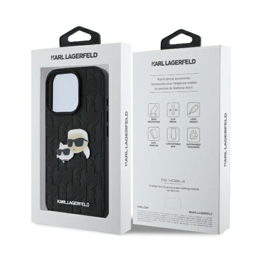 Karl Lagerfeld case for iPhone 16 Pro 6,3" KLHCP16LPGKLKCPK black Hard Monogram Karl&Choupette Head Pin - Image 8