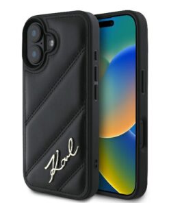 Karl Lagerfeld case for iPhone 16 Plus 6,7" KLHCP16MPQDSMGK black Hard Quilted Signature