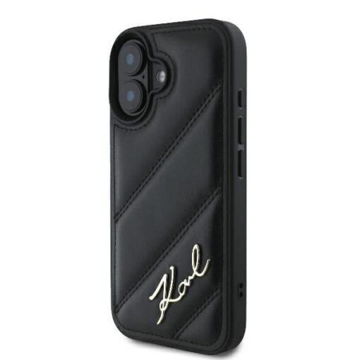 Karl Lagerfeld case for iPhone 16 Plus 6,7" KLHCP16MPQDSMGK black Hard Quilted Signature - Image 2