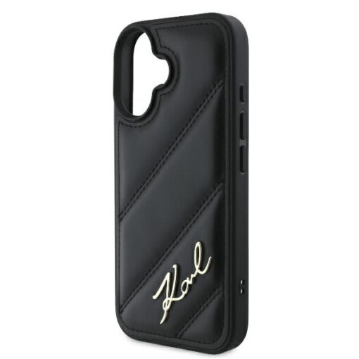 Karl Lagerfeld case for iPhone 16 Plus 6,7" KLHCP16MPQDSMGK black Hard Quilted Signature - Image 6