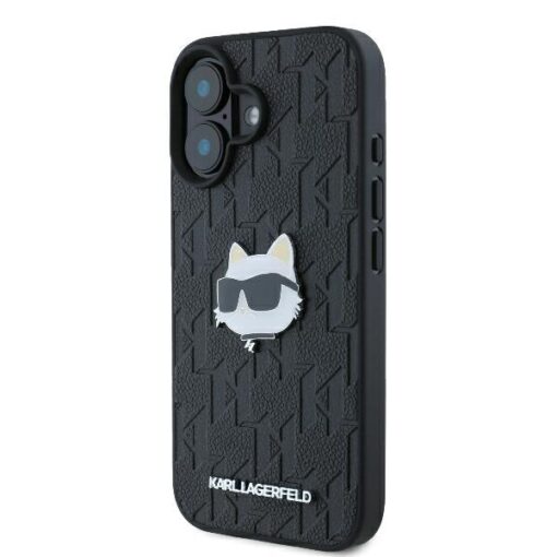 Karl Lagerfeld case for iPhone 16 6,1" KLHCP16SPGKLCHPK black Hard Monogram Choupette Head Pin - Image 2