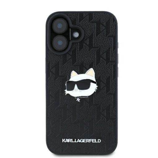 Karl Lagerfeld case for iPhone 16 6,1" KLHCP16SPGKLCHPK black Hard Monogram Choupette Head Pin - Image 3