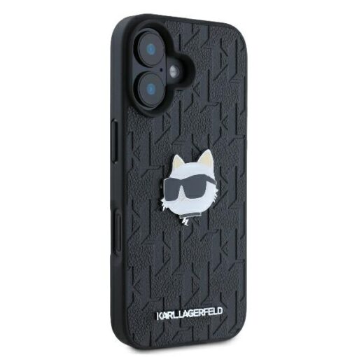 Karl Lagerfeld case for iPhone 16 6,1" KLHCP16SPGKLCHPK black Hard Monogram Choupette Head Pin - Image 4