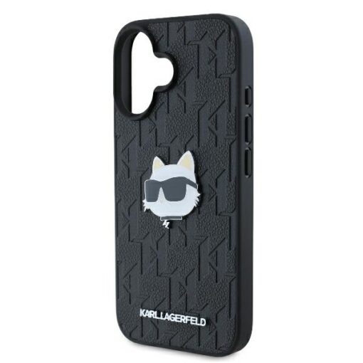 Karl Lagerfeld case for iPhone 16 6,1" KLHCP16SPGKLCHPK black Hard Monogram Choupette Head Pin - Image 6