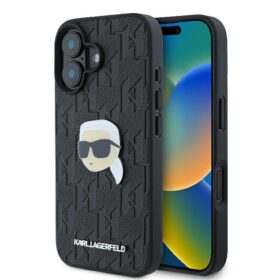 Karl Lagerfeld case for iPhone 16 6,1" KLHCP16SPGKLKIPK black Hard Monogram Karl Head Pin
