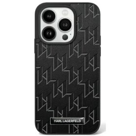 Karl Lagerfeld case for iPhone 16 Pro 6,3" KLHMP16LPKHPORPK black Hard Leather Monogram Metal Logo MagSafe