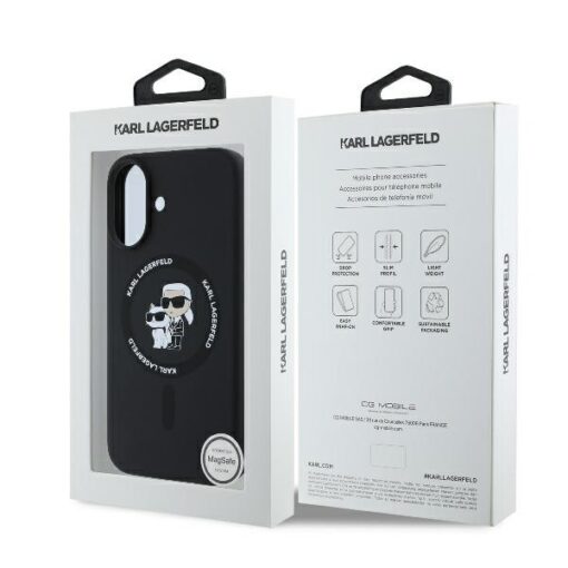 Karl Lagerfeld case for iPhone 16 Plus 6,7" KLHMP16MSCMKCRHK black Hard Silicone Karl&Choupette Heads Ring MagSafe - Image 8