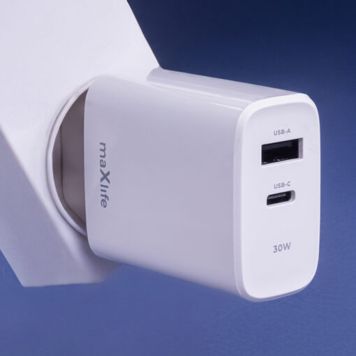 Maxlife MXTC-10-30AC PD QC charger 1x USB-C 1x USB 30W white - Image 4