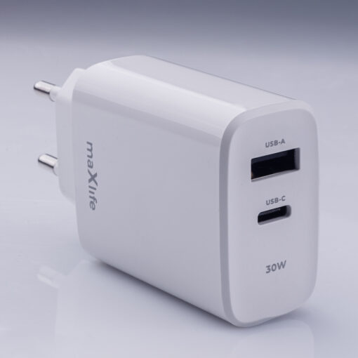 Maxlife MXTC-10-30AC PD QC charger 1x USB-C 1x USB 30W white - Image 5