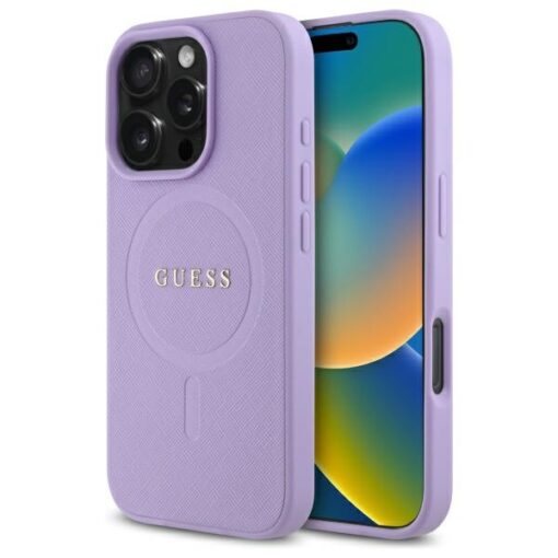 Guess case for iPhone 16 Pro Max 6,9" GUHMP16XPSAHMCU Saffiano purple MagSafe