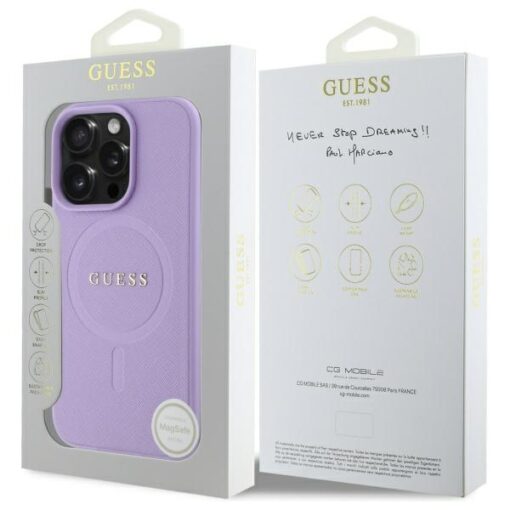 Guess case for iPhone 16 Pro Max 6,9" GUHMP16XPSAHMCU Saffiano purple MagSafe - Image 8