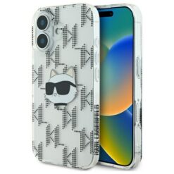 Karl Lagerfeld case for iPhone 16 6,1" KLHCP16SHKLPCHT transparent Hard IML Choupette Head Electroplated